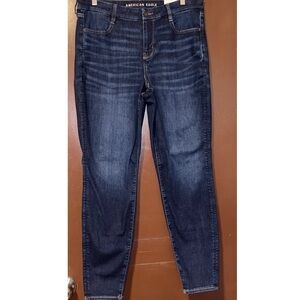 American Eagle Curvy High Rise Jeggings (Dark Blue Wash — 16 Long)